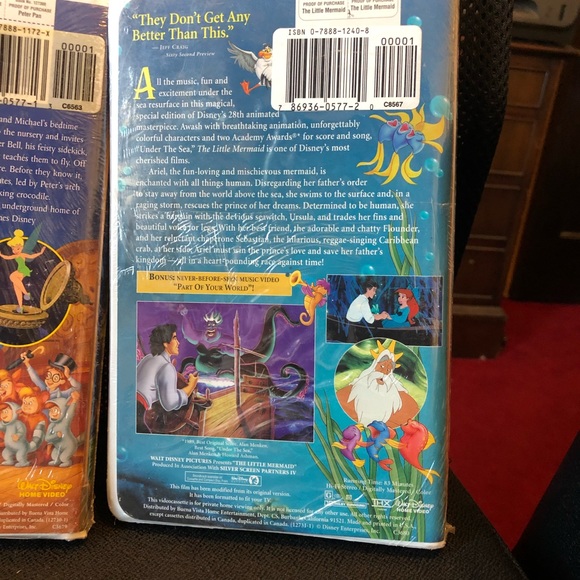 3 New VHS Little Mermaid, Snow White & Peter Pan. - Picture 4 of 8